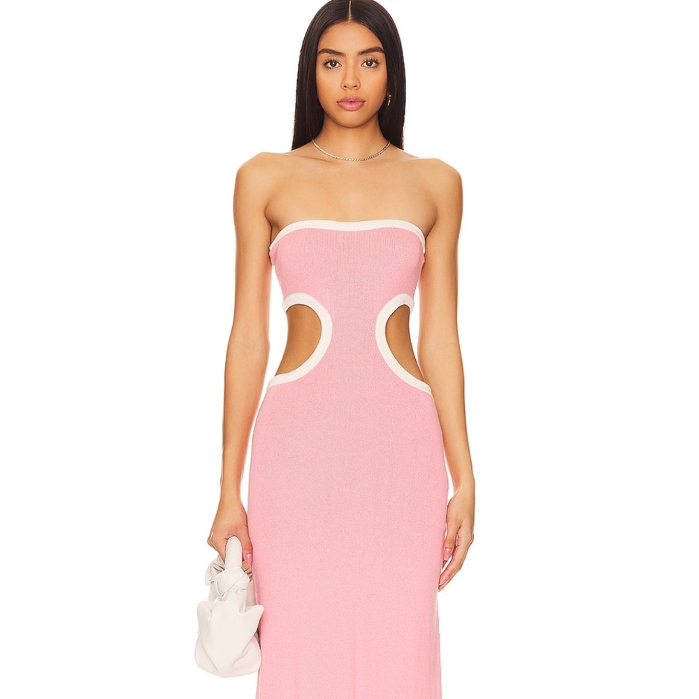 Cin Cin Empire Cut Out Pink Strapless Maxi Dress